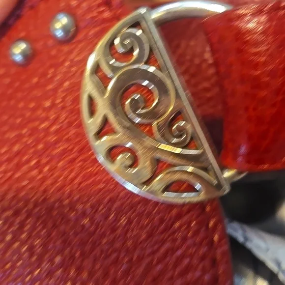 Brighton Andie Deep Burgundy Studded Pebbled Leather Shoulder Bag - Picture 14 of 16